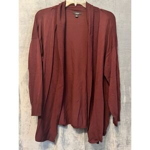 Alfani Plus 3X Open Front Cardigan Sweater Burgundy Rayon Nylon Blend 32" Length